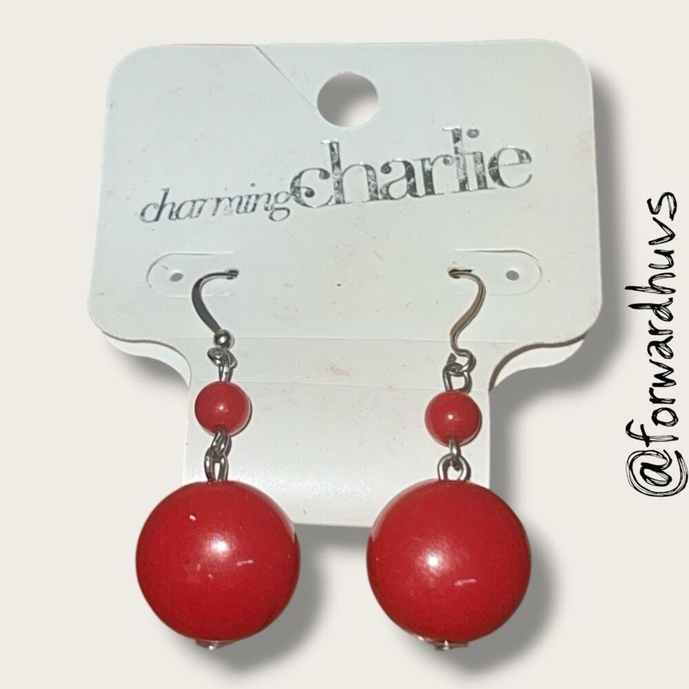 Bundle Sale 3 for $15 | Charming Charlie Red Bead Dangle Earrings